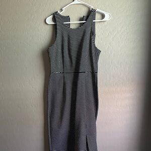 Striped Black and White Sleeveless Dress